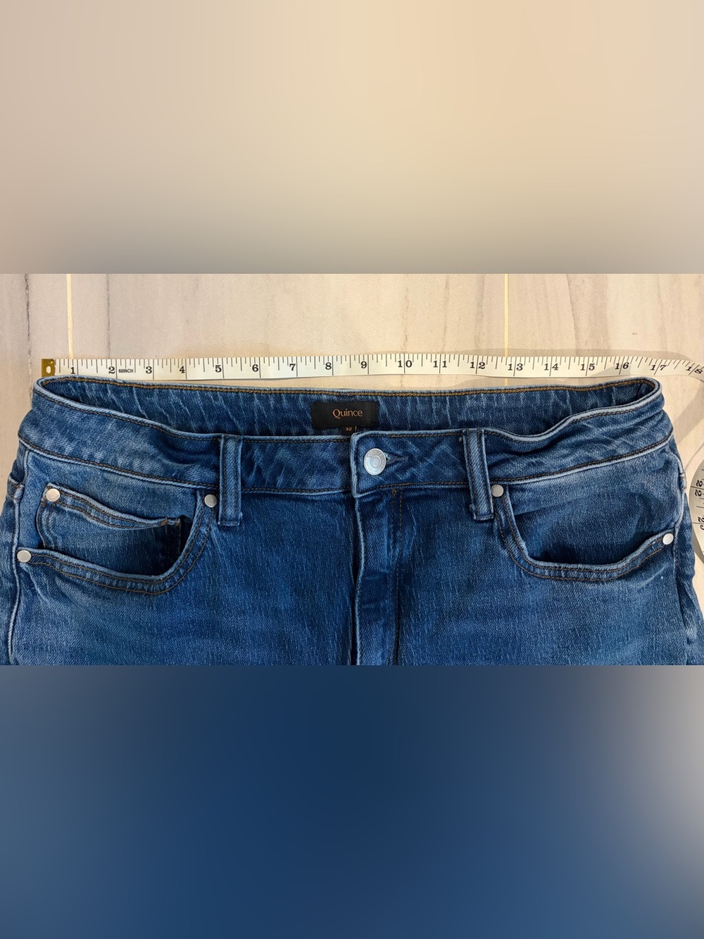 Quince Bella Stretch Barrel Jeans - Medium Blue Size 32 - Picture 7 of 9